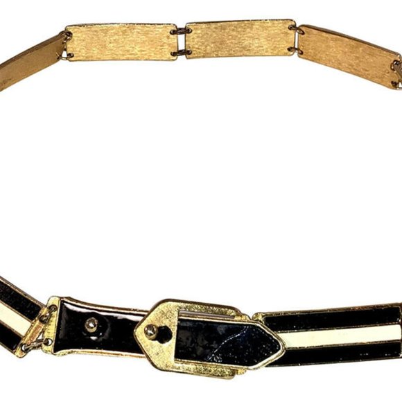 Accessocraft NYC Gold Tone Black and White Enamel Belt main image 5